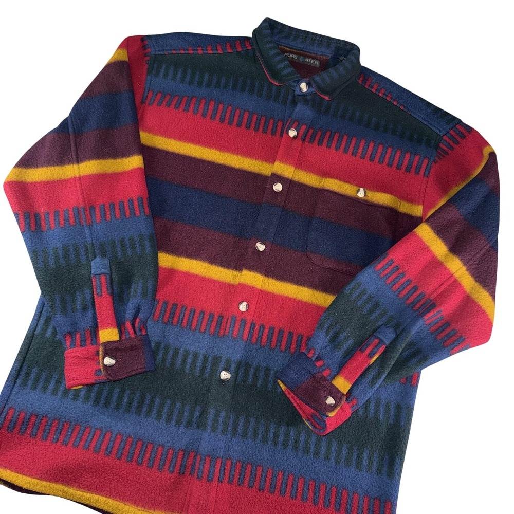 Pure Water Jacket Mens XL Multicolor Fleece Button Front Southwestern Western